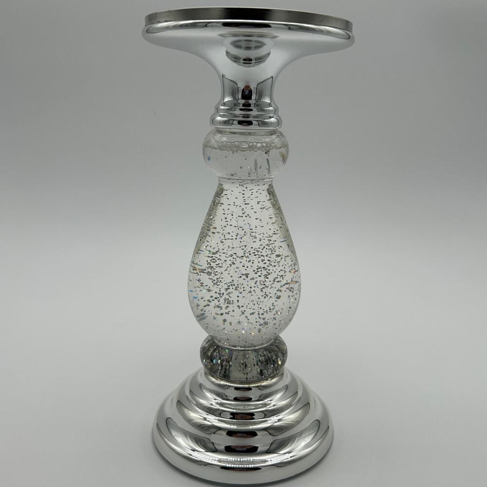 Bath & Body Works Silver Glitter 3-Wick Candle Holder Light-Up Pedestal
